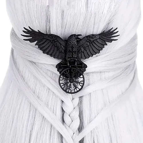 Broche De Cabello Viking Runa Gótica Cuervo Negro R