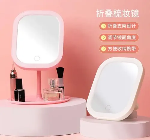 2 Modos En 1 Espejo De Tocador Para Maquillaje Con Luz Led Marco Blanco