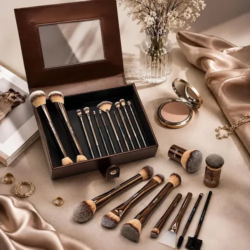 Set 20 Pinceles Maquillaje Profesional Con Estuche Negro