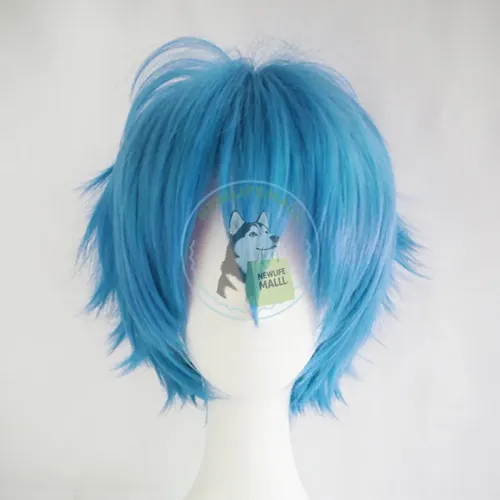 Peluca Azul Claro For Hombre Cos Short Hair