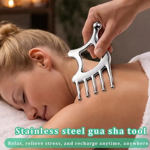 Gua Sha Metal 5 En 1 Masajeador Facial Y Corporal