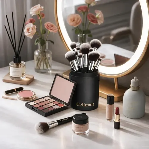 Set De Brochas De Maquillaje Celimait 12 Unidades Con Estuch