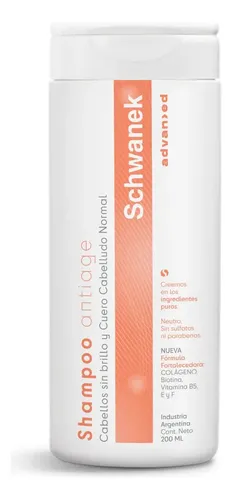 Shampoo Schwanek Antiage Advanced Con Colágeno Sin Sulfatos ideal cabellos frágiles lavado frecuente