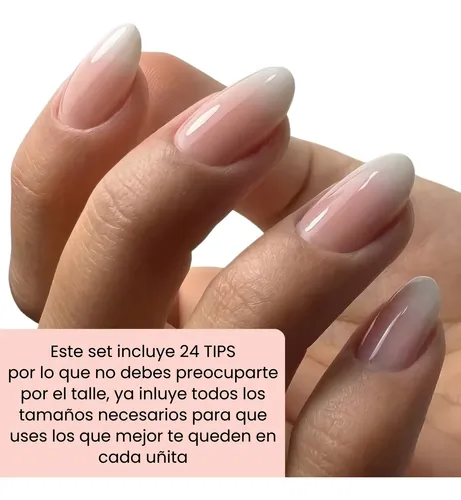Press On Almendra Baby Boomer 24 Uñas Postizas Autoadhesivas