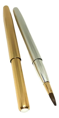 Pincel Delineador Labios Ojos Retráctil Metal Silver Gold
