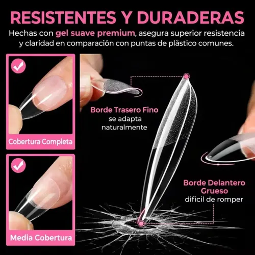 Tips De Uñas Acrílicas Profesionales Alta Calidad X240u Color Transparente Almendras Medianas
