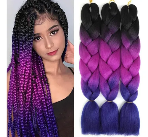 3 Paquetes De Cabello Sintético Para Trenzar 24 Pulgadas