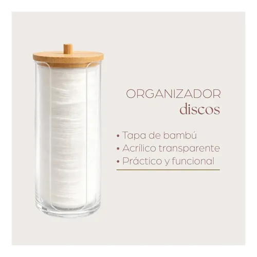 Organizador Discos Algodón Maquillaje Zeva Transparente