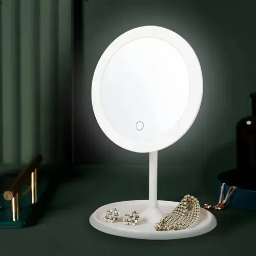 Espejo Maquillaje Portatil Touch Aro Luz Led Moderno Usb