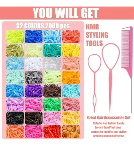 2000 Pc Mini Ligas For El Cabello Y Pinzas Niñas Accesorios