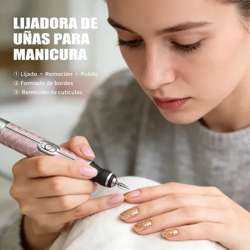 Torno Para Uñas Inalámbrico Con Fresas Manicure