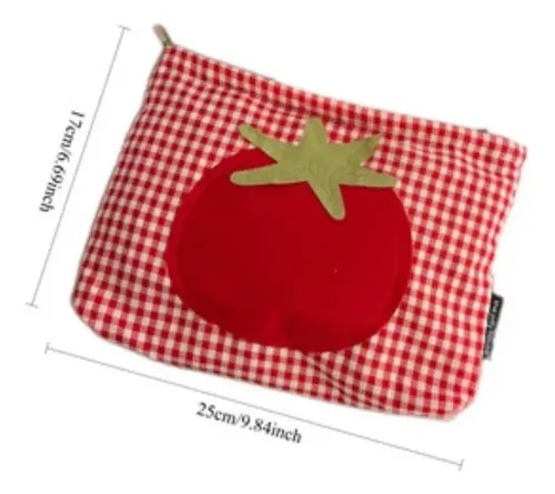 2 Estuches Maquillaje Tela Gato Patchwork Y Tomate Cuadros
