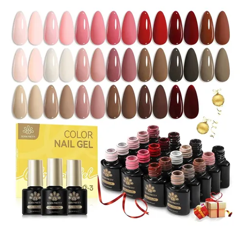 Set De Gel Uñas Nude Born Pretty 23p Con Base Y Top Coat