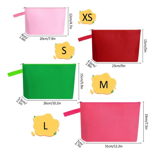 Bolsa De Maquillaje De Lona Sinzip Mn-wb07 10 Piezas Multico