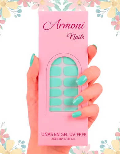 Stickers De Uñas Gel X22 Adhesivas Con Diseño Sin Lámpara Uv