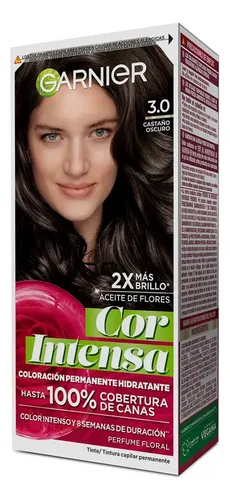 Kit Tintura Permanente Cor Intensa Tono 3.0 Castaño Oscuro Garnier