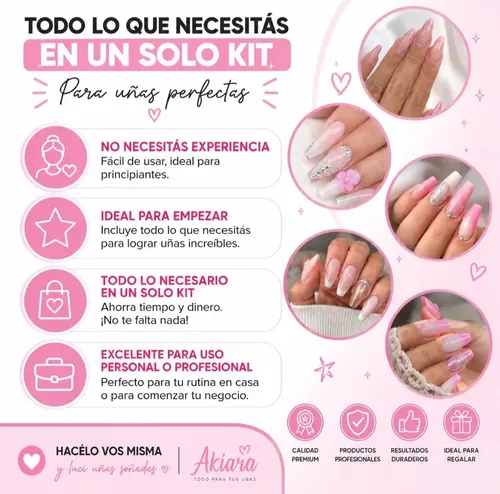 Kit Profesional Completo Uñas Soft Gel Led Uv X57u.