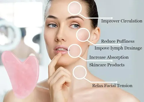 Herramienta Facial Gua Sha Con Piedra De Cuarzo Rosa, Para M