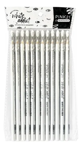 Lapiz Delineador De Ojos Blanco C/sacapuntas Pink 21 Packx12