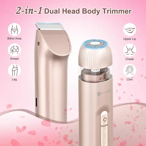 Recortadora Bikini 2 En 1 Doble Cabezal 400mah Dorado