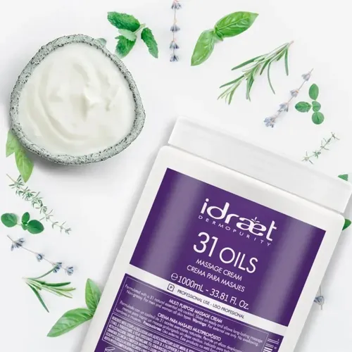 31 Oil Crema Para Masajes Idraet 1 Kg Nutritiva Hidratante Tipo de envase Pote Fragancia 31 oleos Tipos de piel Todo tipo