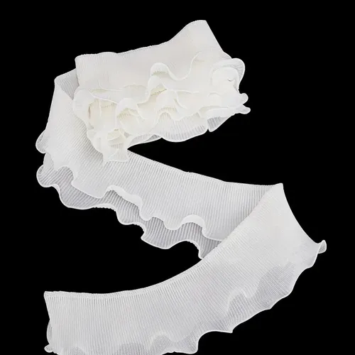 Cinta Plisada De Poliéster De Doble Capa De 3 Yardas Y Encaj Blanco Ruffled