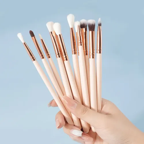 Set De 12 Pinceles For Sombra De Ojos En Rosa