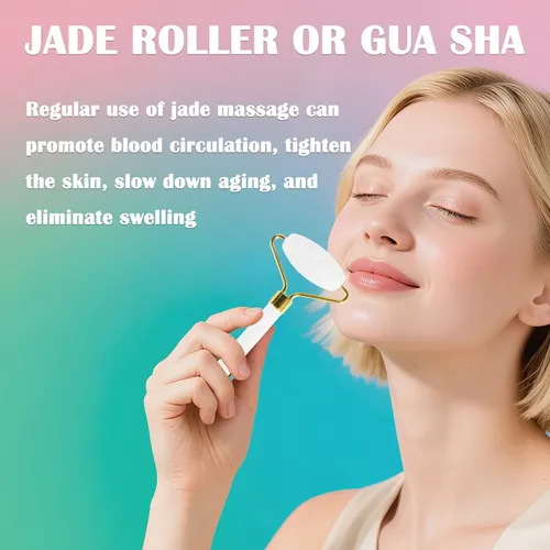 Rodillo Facial Jade Gua Sha Lsxkamix Masajeador Blanco