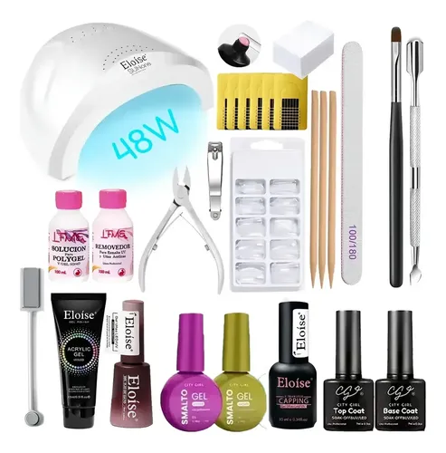 Kit Uñas Semipemanente Esmaltado Completo Cat Eye Polygel Uv