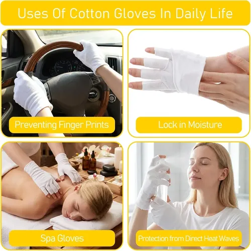 Guantes Sin Dedos Blancos De Algodón Hidratantes Para Manos