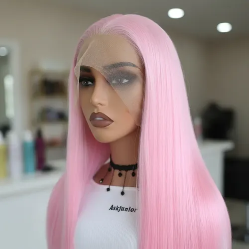 Peluca Lace Front Adiolacba Premium Símil Natural 70 Cm Tamaño De La Base Regulable Tono Rosa Glam