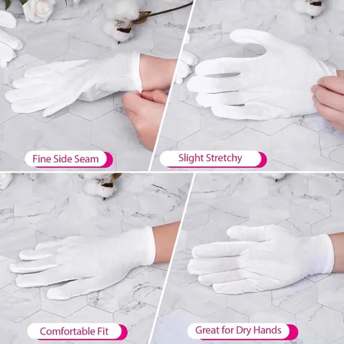 Guantes Algodón Blancos Medianos Para Manos Secas Eccema