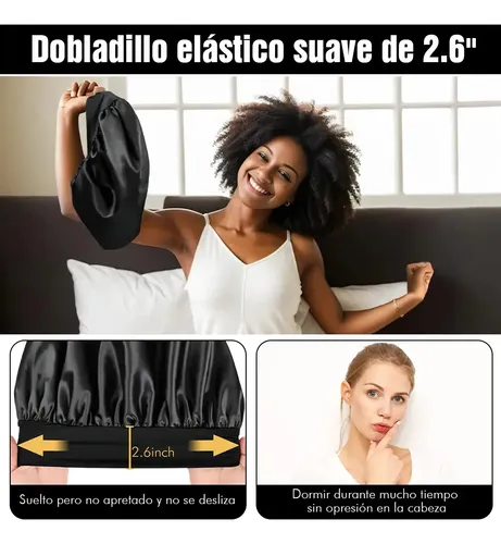 Set De 2 Gorros De Dormir Negros Con Forro Borroso