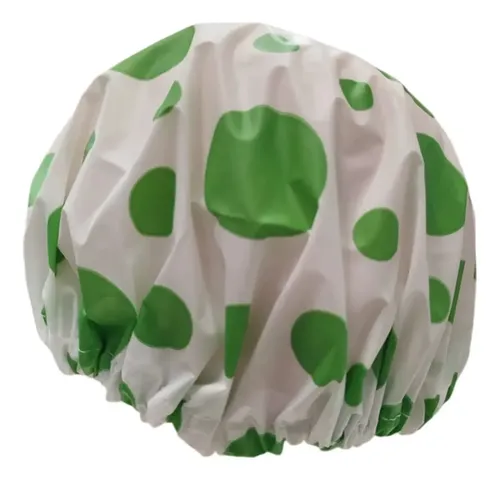 Cofia Gorro Pvc Baño Ducha Peluqueria Impermeable Elastico Color Lunares Verde Manzana
