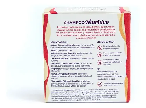 Shampoo Sólido Nutritivo Cabello Seco/ Frizz Meraki 65gr