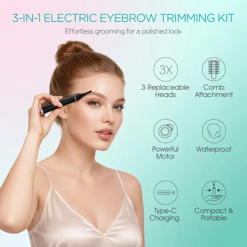 Depiladora Eléctrica Recargable Negra 3 En 1 Facial