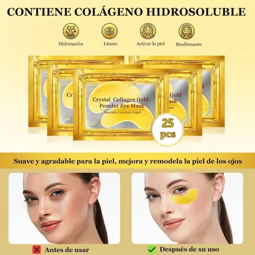Máscara Facial Colágeno Oro Antiarrugas 25 Pares Todo Tipo De Piel