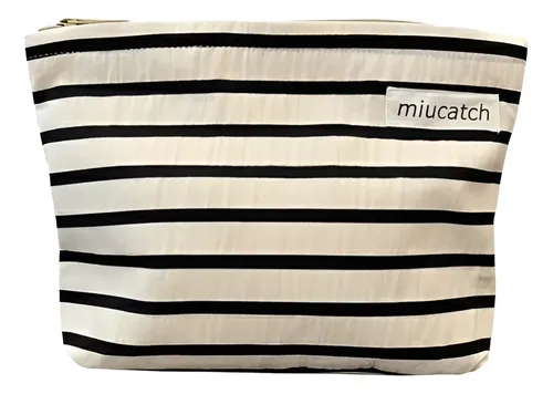 Hh Cosmetiquera Bolso Maquillaje Lapicera Rayas Negras 26 Pp