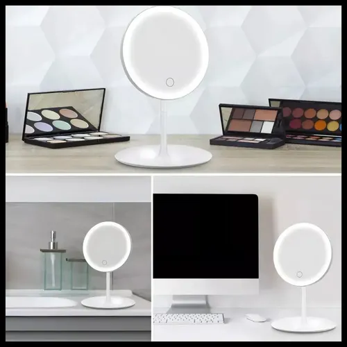 Espejo Con Luz Led Para Maquillaje Redondo 3 Tipos De Luz