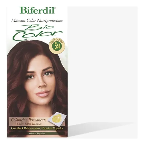 Tintura Coloración Biferdil Biocolor Mascara Nutriprotectora Tono Nº5.56 Rojo Carmin