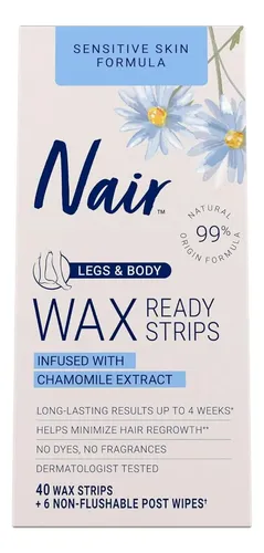 Tira Depilatoria Nair Sensitive 40 Count Para Piernas Y