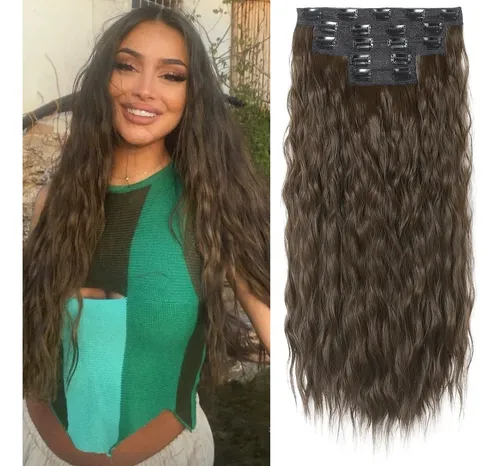 Extensiones Cabello Clip Set 5 Ondas Largas Chocolate 61cm