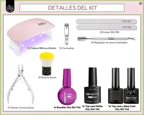 Kit Uñas Esmaltadas Esculpidas Semipermanente Productos Uv