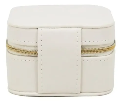Organizador De Accesorios Mujer Cofre Porta Biuji Eco Cuero Color Beige