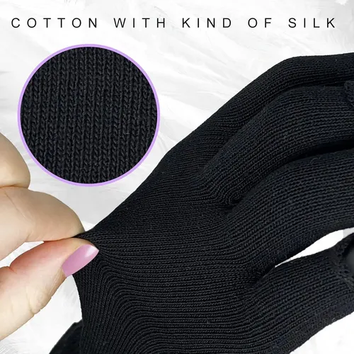 Guantes Algodón Negros Sin Dedos Hidratantes 3 Pares