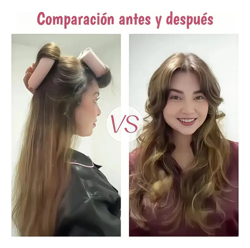 6pzs Curly Ondas En Cabello Rizos Sin Calor Tubo+gorro Satin Rosa
