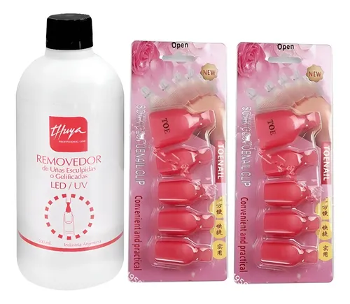 Removedor Esmalte Semipermanente Thuya 500ml + Broches Pies