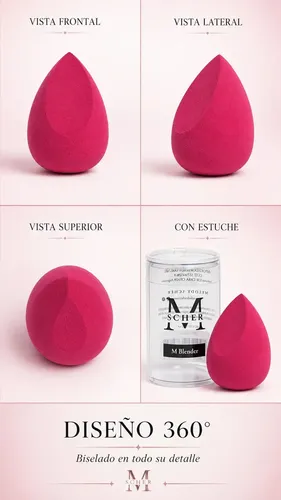 Esponja De Maquillaje Biselada Base Rubor Contorno M Blender Fucsia