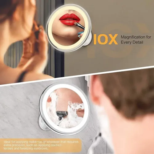 Espejo De Maquillaje Con Aumento 10x Con – 3 Colores Y Fs7