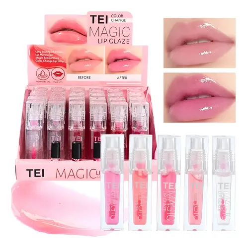 Labial Lip Glaze Magic Gloss Con Glitter De Tei Cosmetica